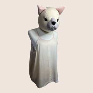 🍦 XL NO COMMENT RUE 21 HALTER TANK KEYHOLE CLOSURE CROCHET LACE TRIM CREAM NWT